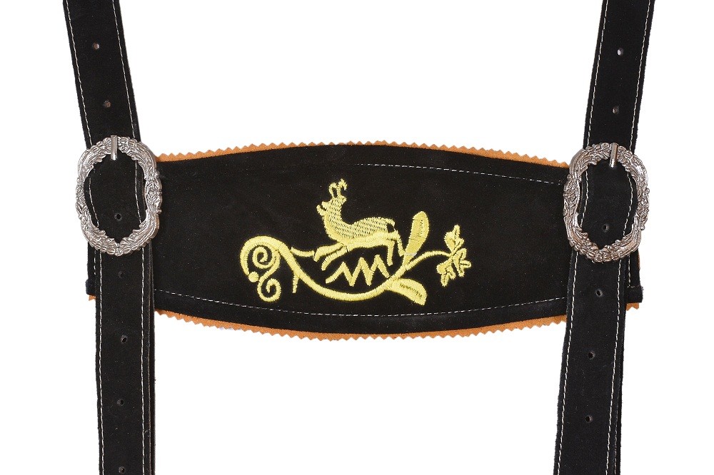 German Oktoberfest Long Bavarian Lederhosen Real Leather Matching Suspenders New