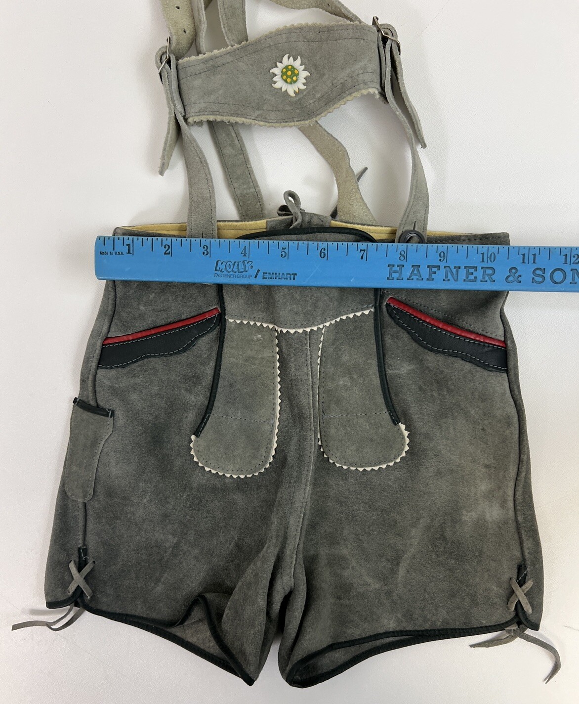 Vintage Authentic Suede Bavarian Child German Lederhosen Overalls