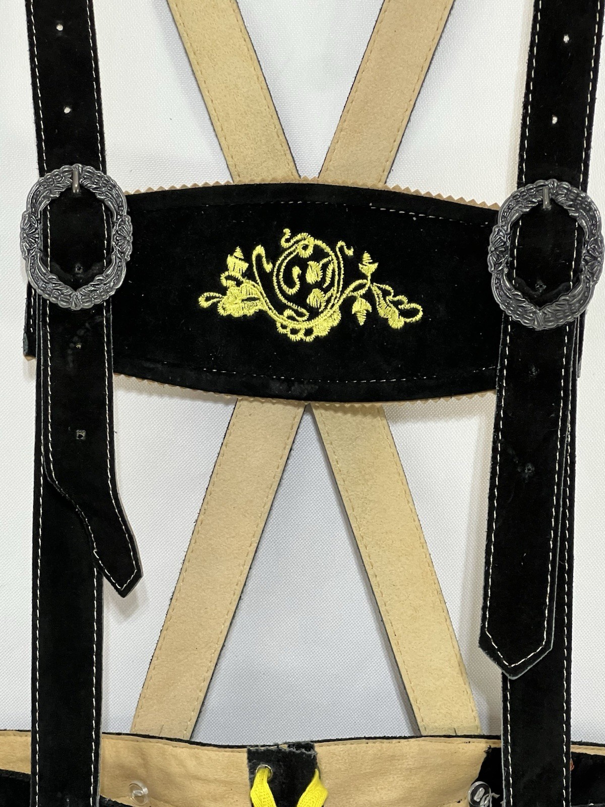 Bavarian Lederhosen Men 36 Suede Lederhosen Black Oktoberfest Costume German