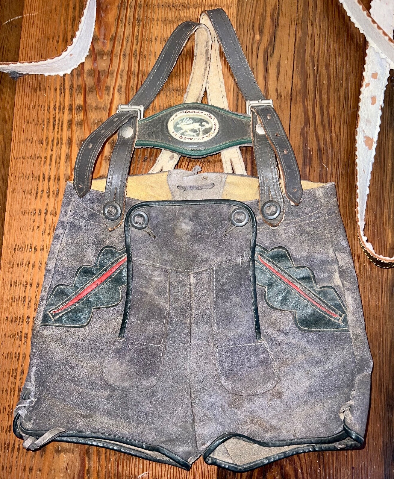 Vintage 60’s Authentic Traditional Suede Lederhosen German Suspender Boys Shorts