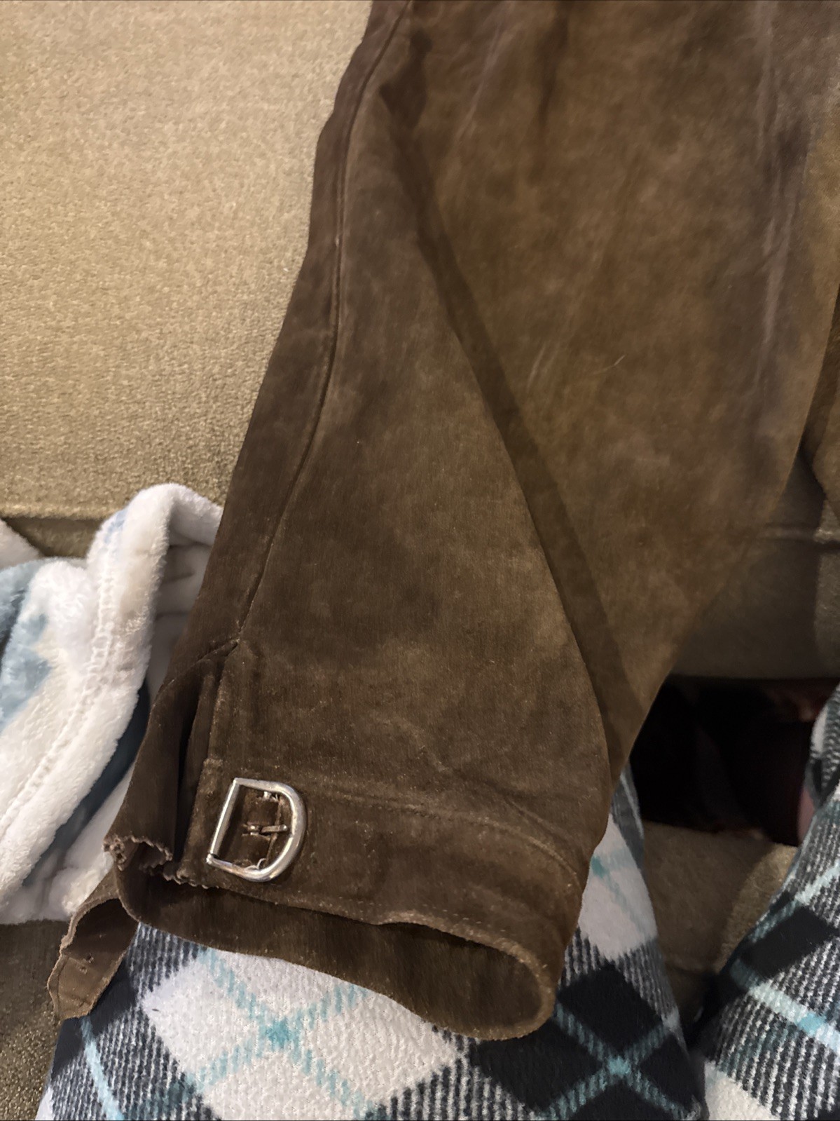 Vintage German Lederhosen Sz 38 THICK Suede Leather Kniebund Shorts (TD)