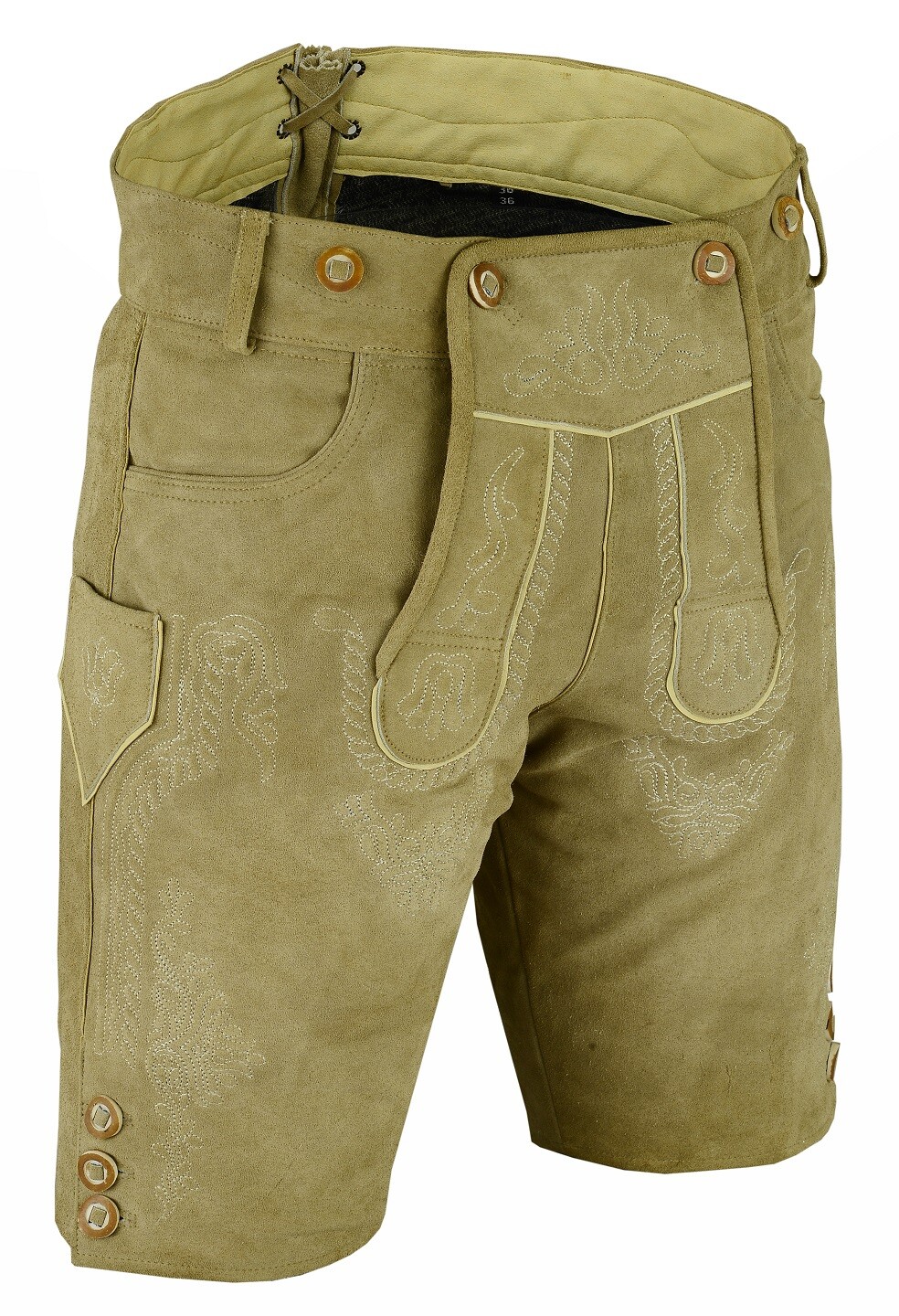 Loden Beige Leather Shorts Lederhosen Oktoberfest Men Leather Shorts M L XL 2XL