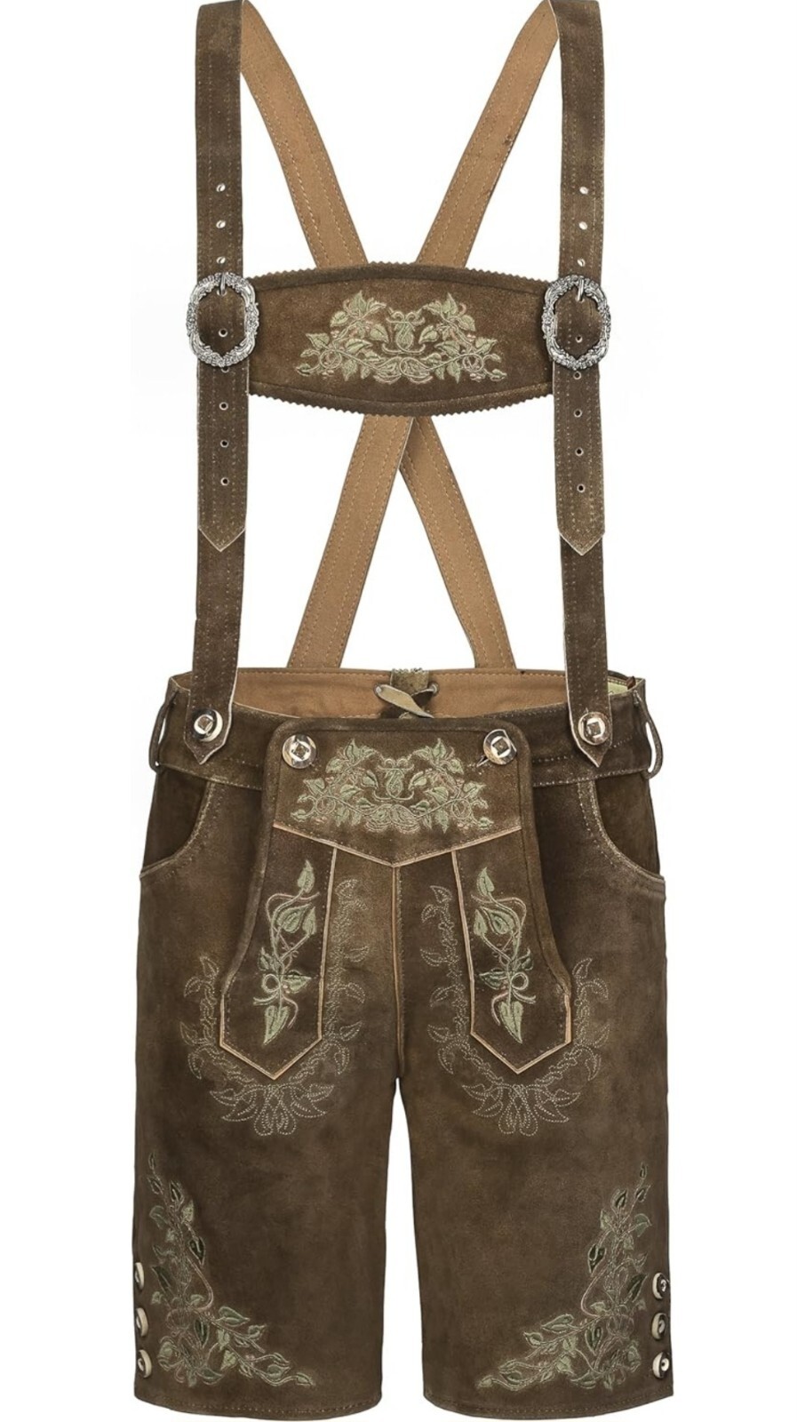 Schöneberger Men’s Bavarian Lederhosen Brown – Oktoberfest Leather Trousers 42R