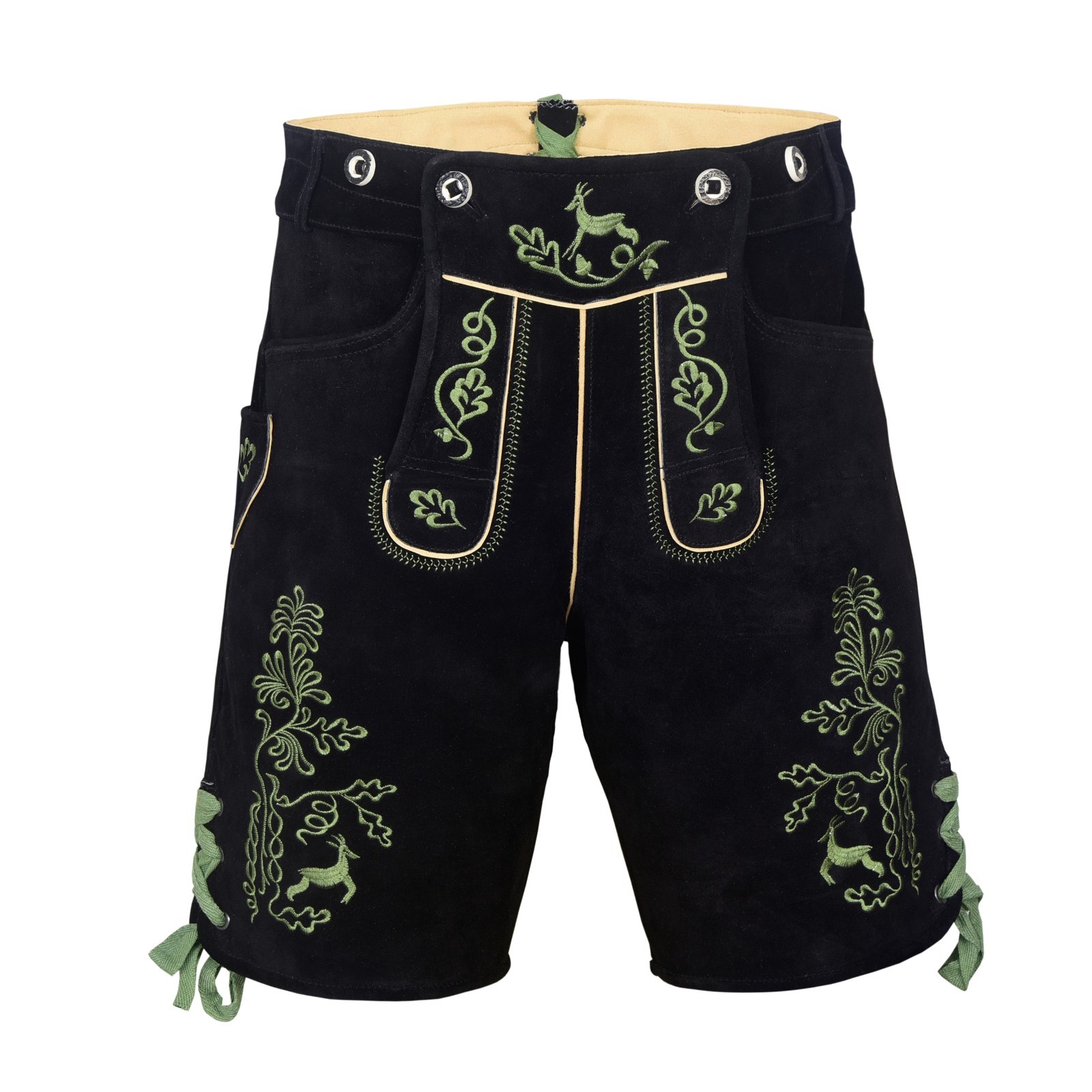 Men Traditional Leather Oktoberfest Lederhosen (Brown, Black, Gold, Med Brown)