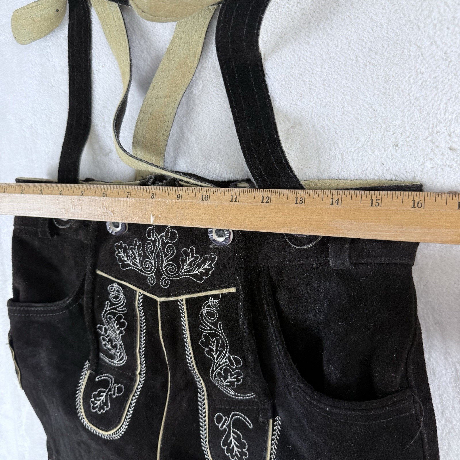 Leather Lederhosen Brown Oktoberfest Shorts Men German Bavarian Pants 46