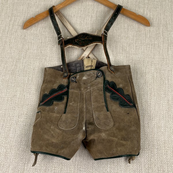 VTG Kids Lederhosen Shorts Suede Leather Shorts Suspenders Oktoberfest Bavarian