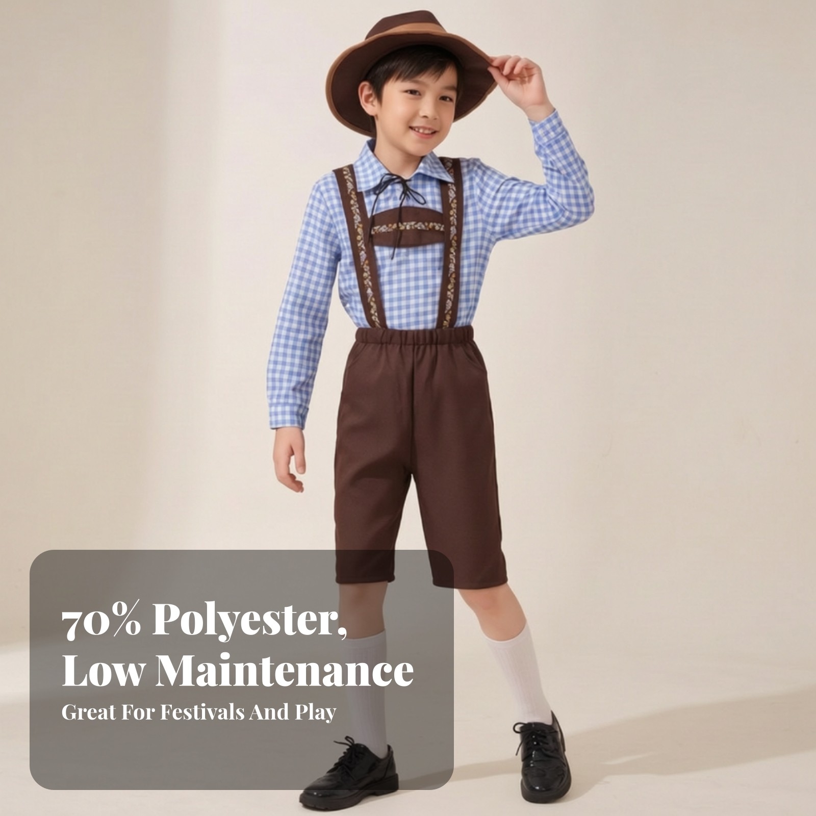 Lederhosen Costume with Hat Suede-Like Lederhosen Costume Classic for Children