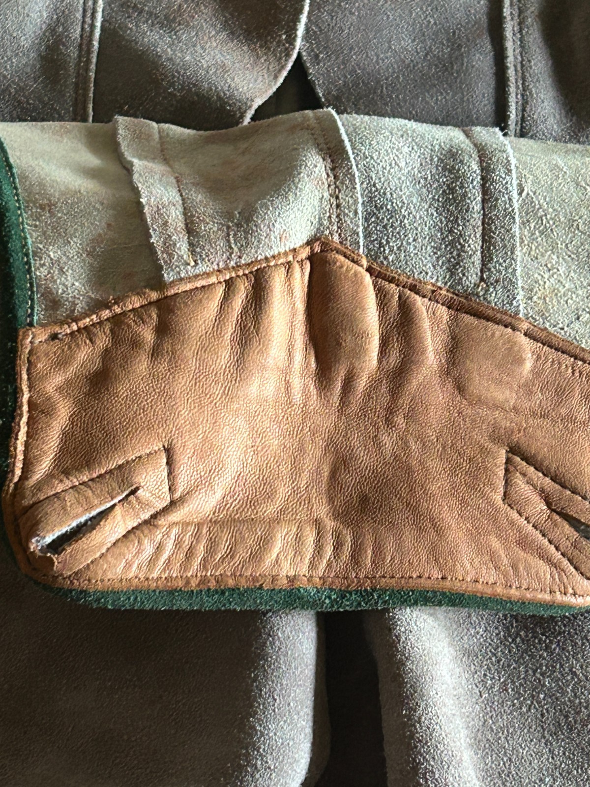 Vintage Leather Lederhosen Tooled Suspenders Carved Medallion 32 in Adult Waist