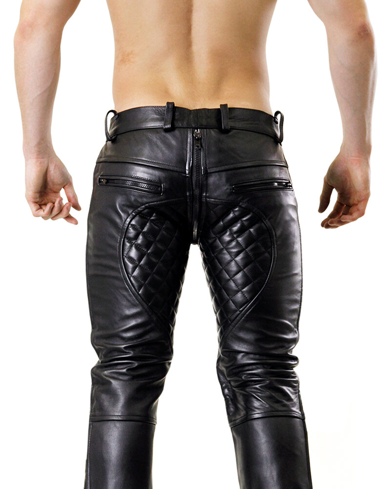 Bockle® 5 GAY ZIP Quilted Leather Pants Leather Jeans Gay Full Zip
