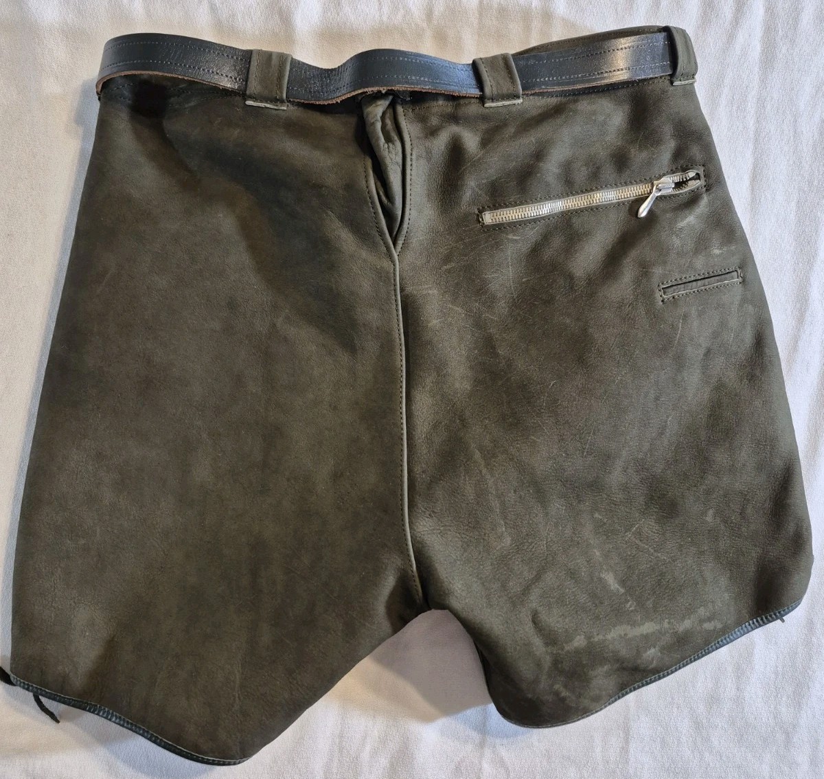 Vintage German Leather Lederhosen Breeches Green Black Octoberfest