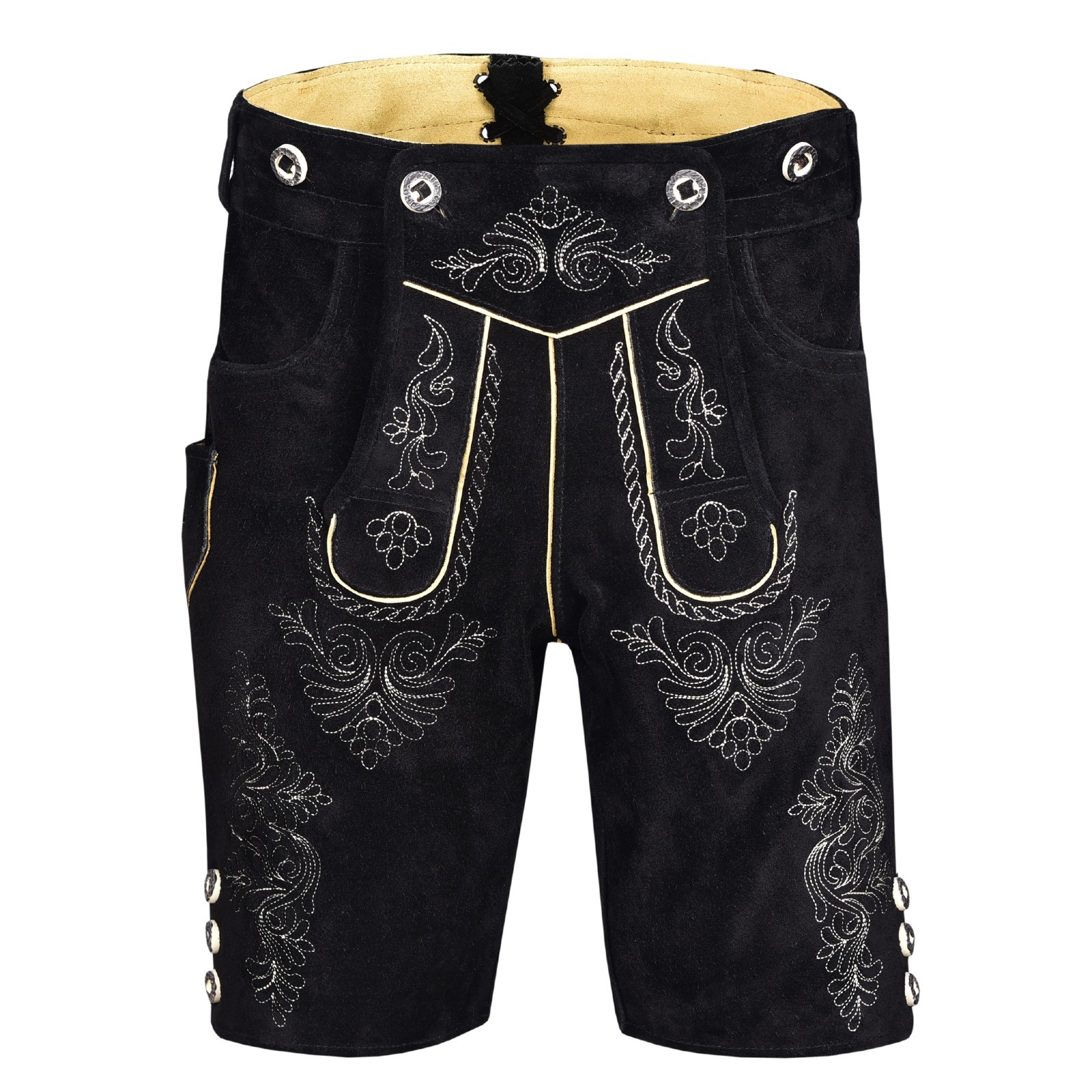 Men Traditional Leather Oktoberfest Lederhosen (Brown, Black, Gold, Med Brown)