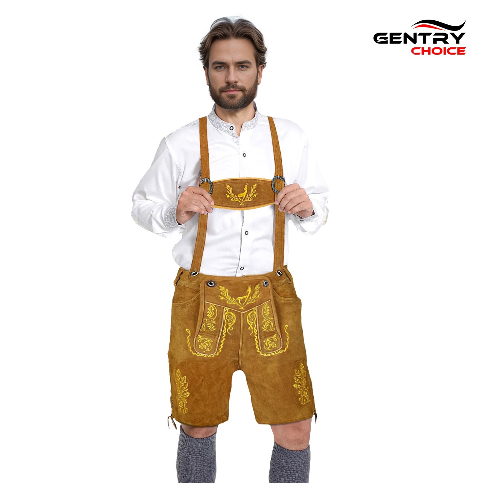 Mens Suede Leather Lederhosen Nowitzki Oktoberfest Bavarian Men Trachten Outfit