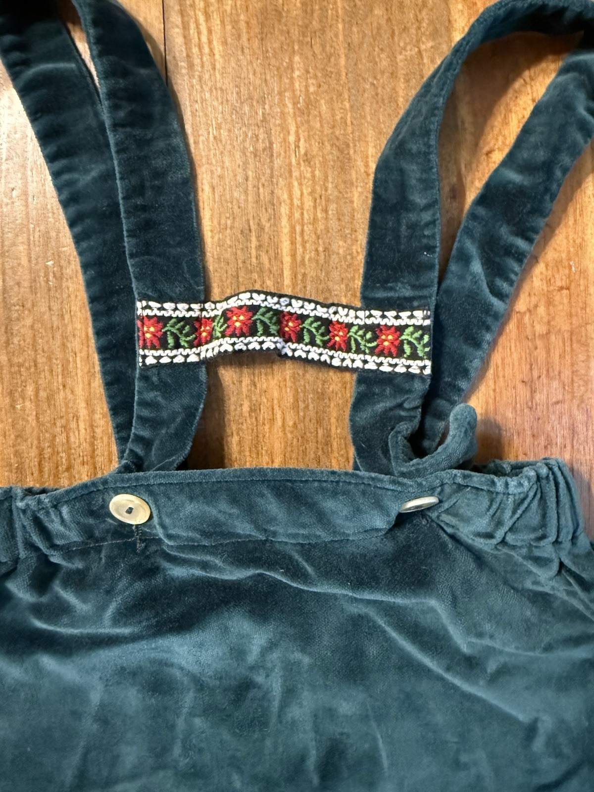 Vintage IMP Originals Lederhosen German Skirt Suspenders Velvet Youth 4T Green