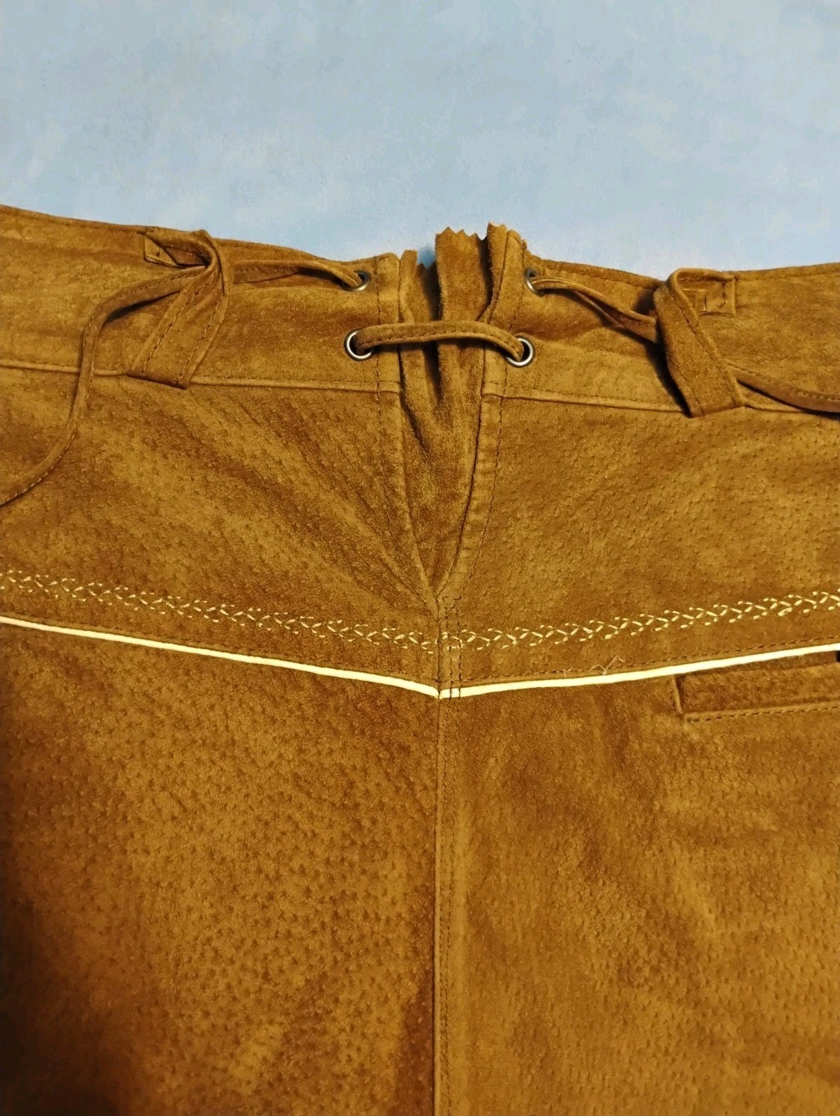 Vintage German LANDHAUS Leather Lederhosen With Embroidered Detailing