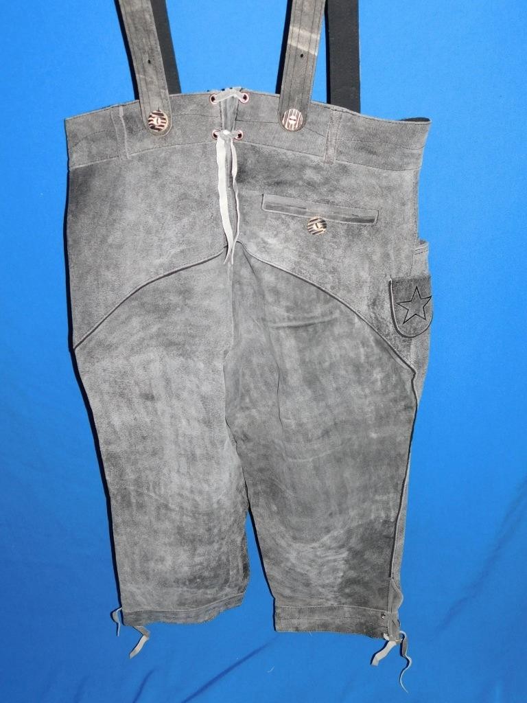 German Lederhosen US Size 36 Gray Suede Pirate Ship Skull Pants Knickers Costume