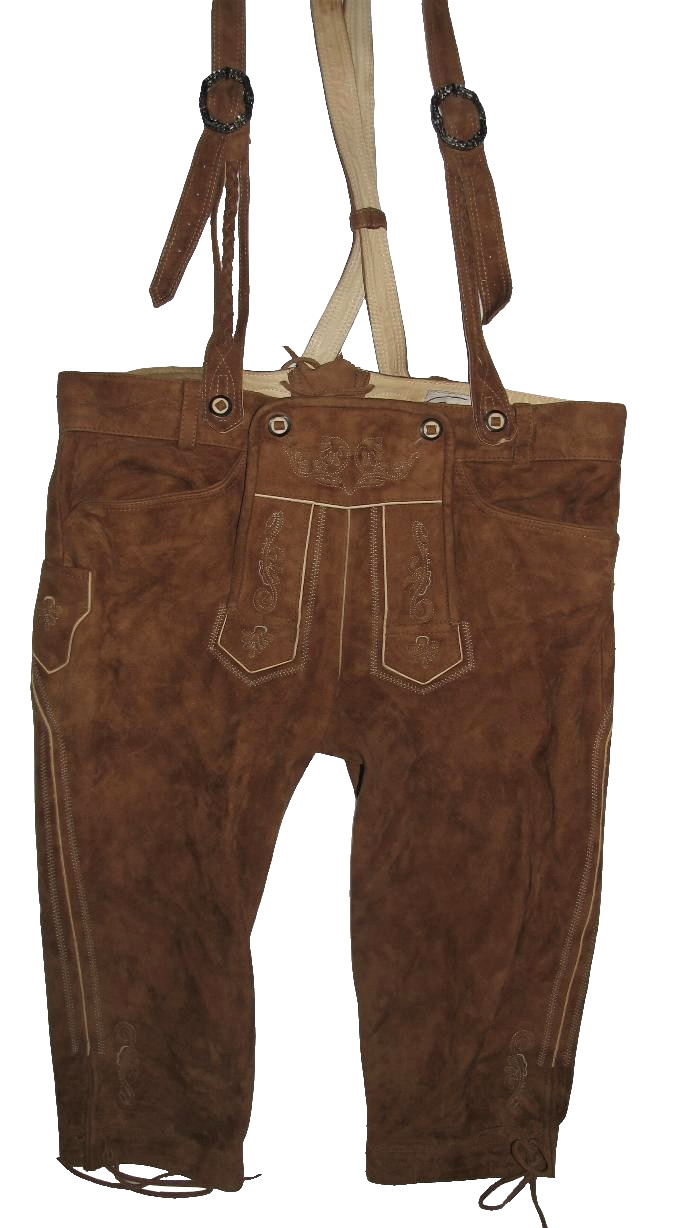 – COUNTRY MADDOX – traditional knee high leather pants for men in deer brown size 54