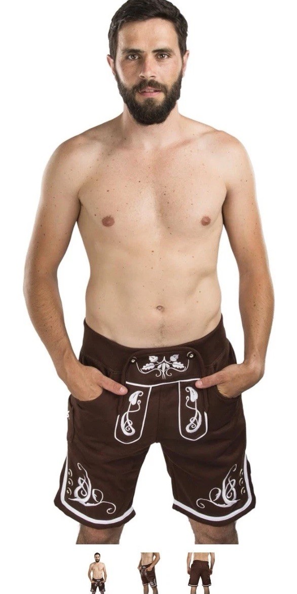 Schoneberger Adam Lederhosen Shorts Sweatpants Knit Brown Size S NWT Octoberfest