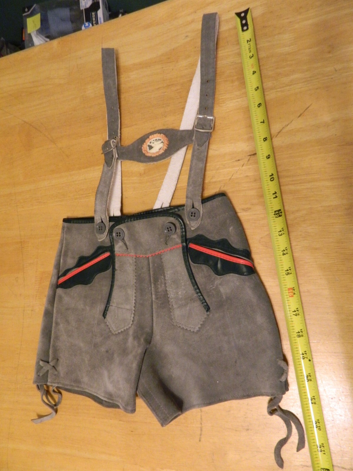 Lederhosen German Child Shorts Authentic Vintage Suede Leather Size 110 German