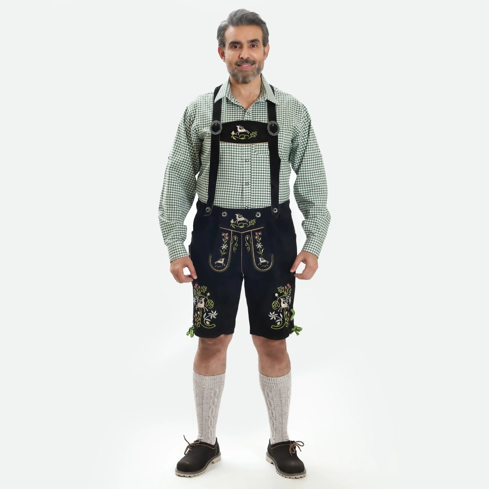 Black Lederhosen with Suspenders – Authentic Bavarian Lederhosen – Suede Leather