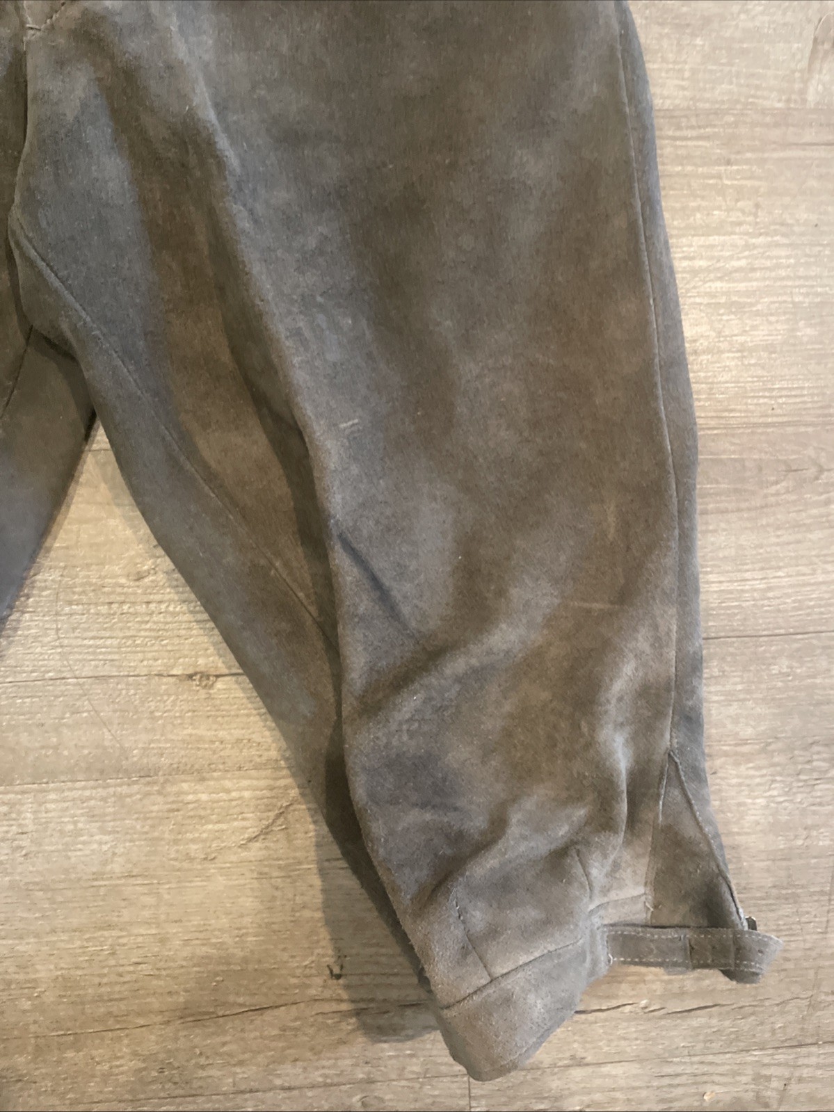 Vintage Gray Leather Suede Lederhosen Shorts W 14” x L 30”