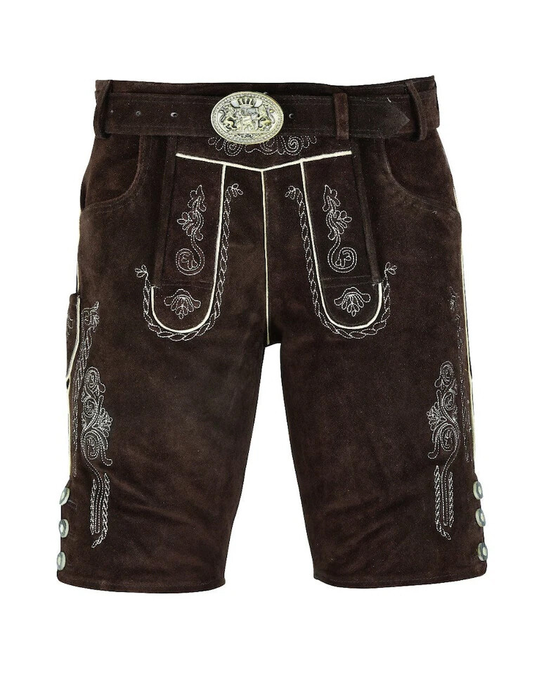 Men’s Bavarian Tratchen Lederhosen Pant German Oktoberfest Suede Leather Pants