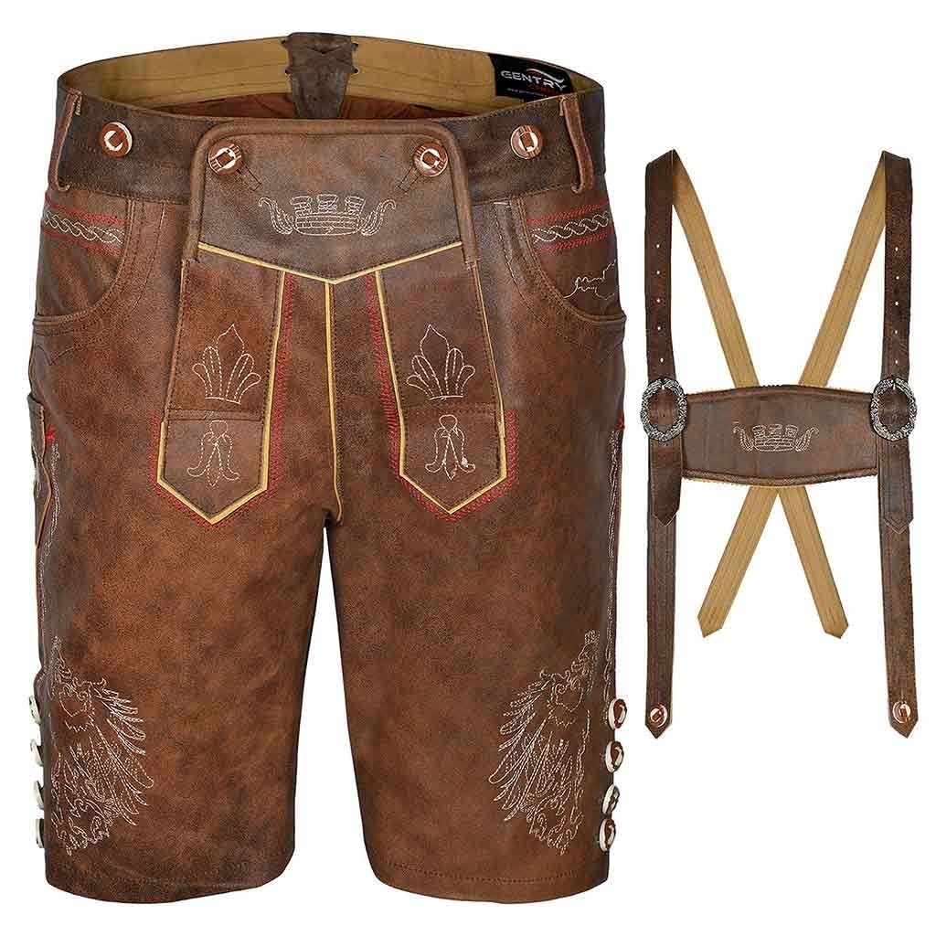 Men Oktoberfest Costume Bavarian Lederhosen German Outfit Western Shorts