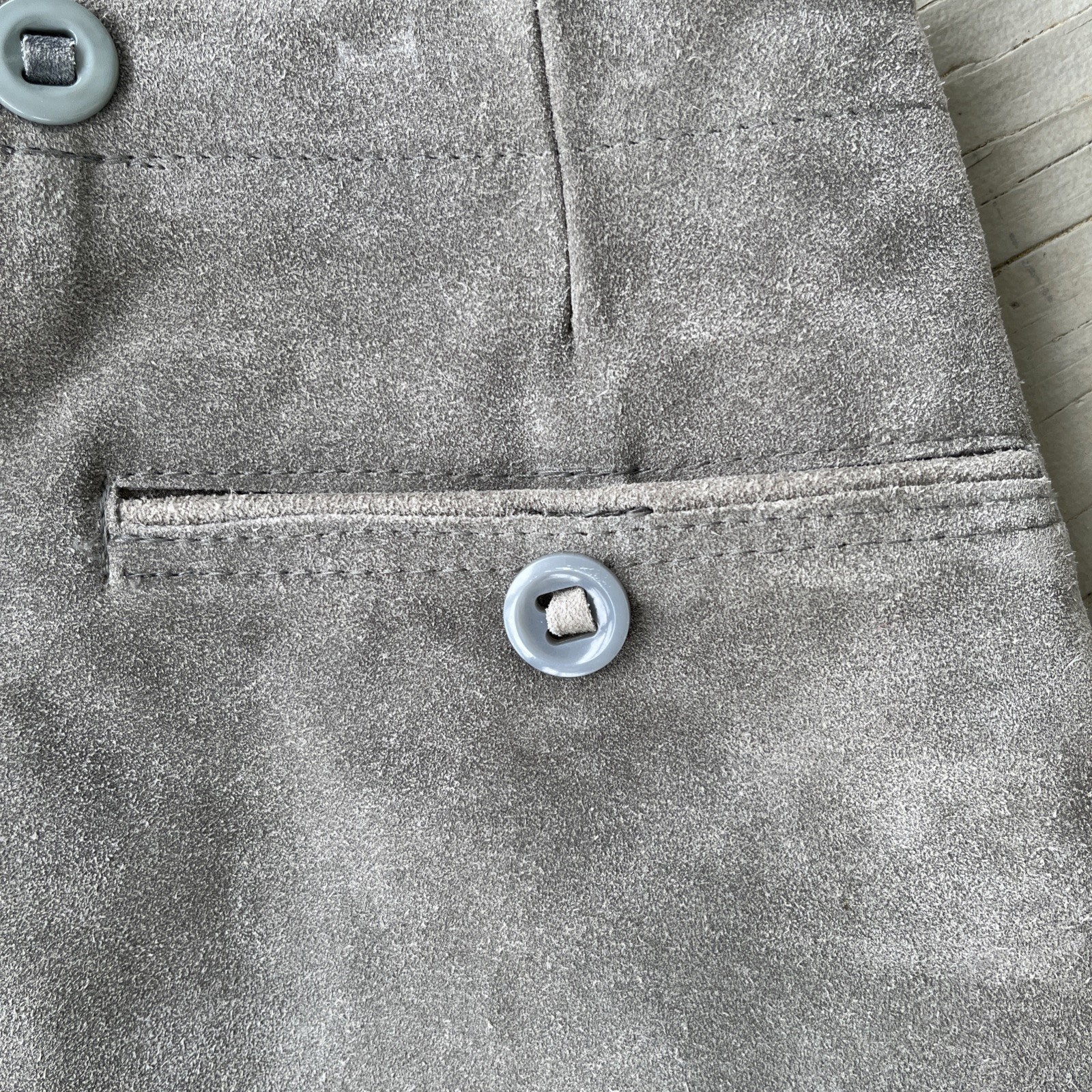 Vintage German Lederhosen Genuine Grey Suede Shorts Oktoberfest 29” Waist