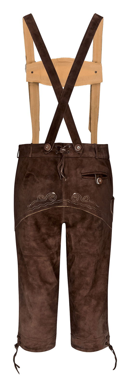 HIRSCHBERGER Trachten Lederhose Kniebund braun Gr. 46 – 72 Wildleder mit Träger