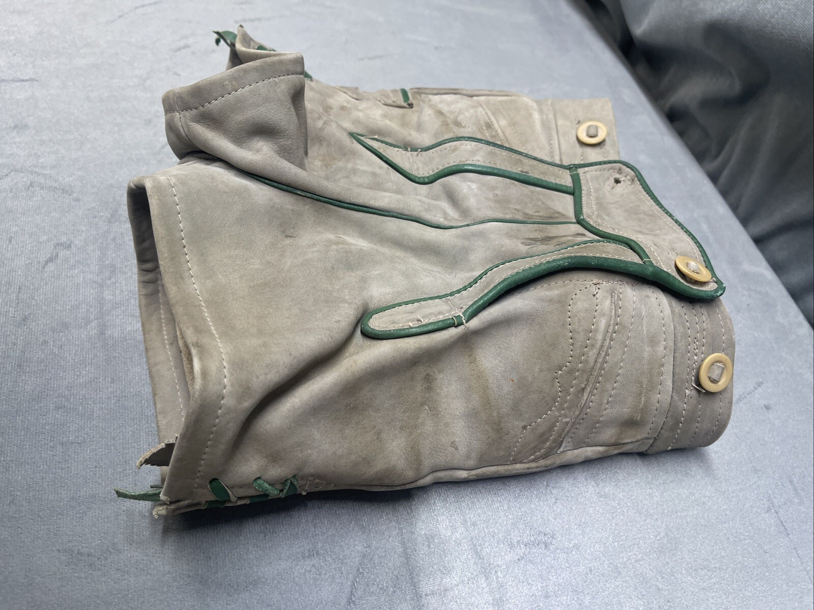 Vintage 60’s 70’s Lederhosen Grey Suede Leather Shorts Child No Size Dirty