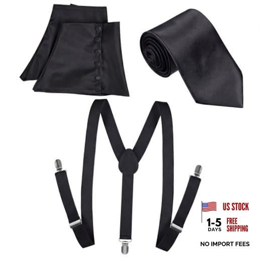 1920s Mens Christmas Costume Accessories Set Including Gangster Spats Black