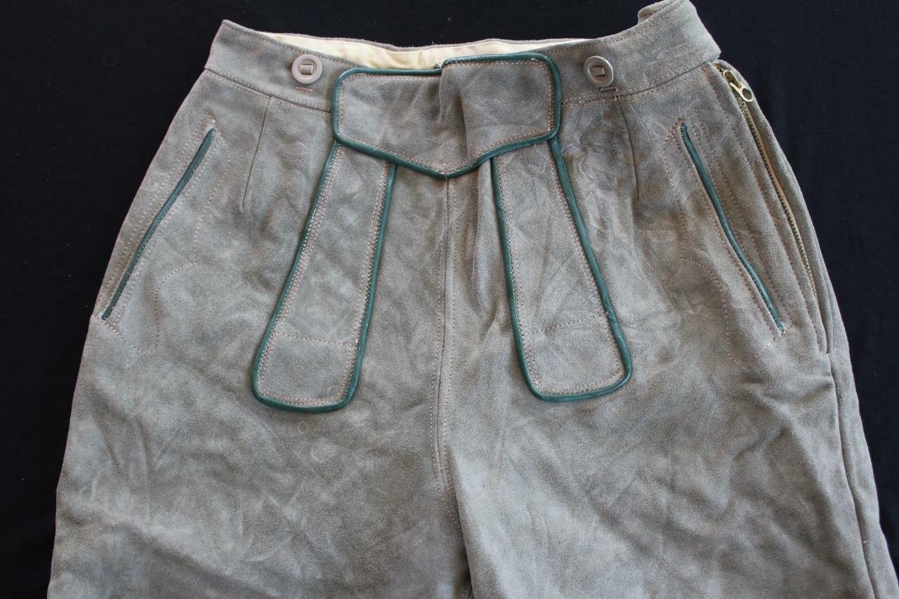 VINTAGE 1970’S GRAY SUEDE AUTHENTIC SUEDE LEDERHOSEN SHORTS SIZE 28″ WAIST