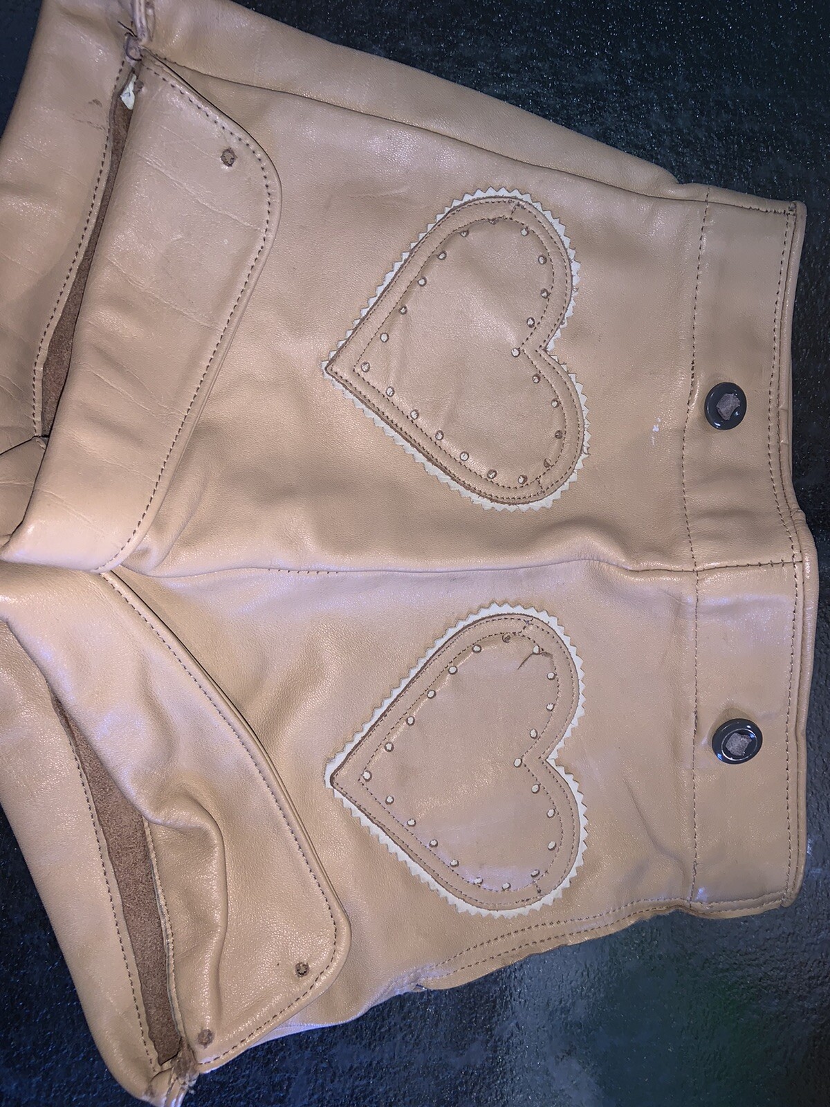 VTG 60s German Lederhosen Child Shorts SOFT Leather Oktoberfest Heart Pockets