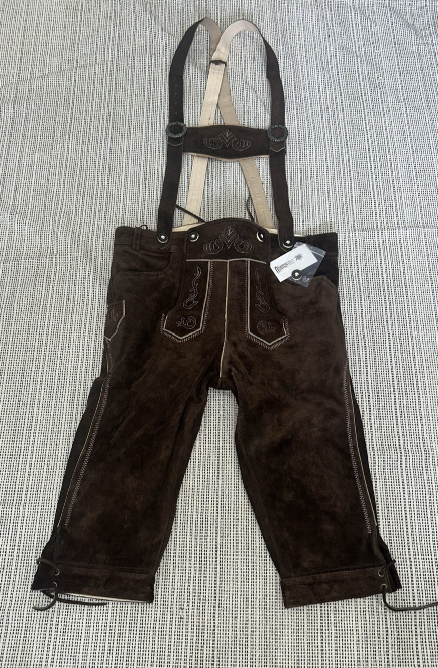 Lederhosen4U Brown Suede German Lederhosen Hans Size 52 New