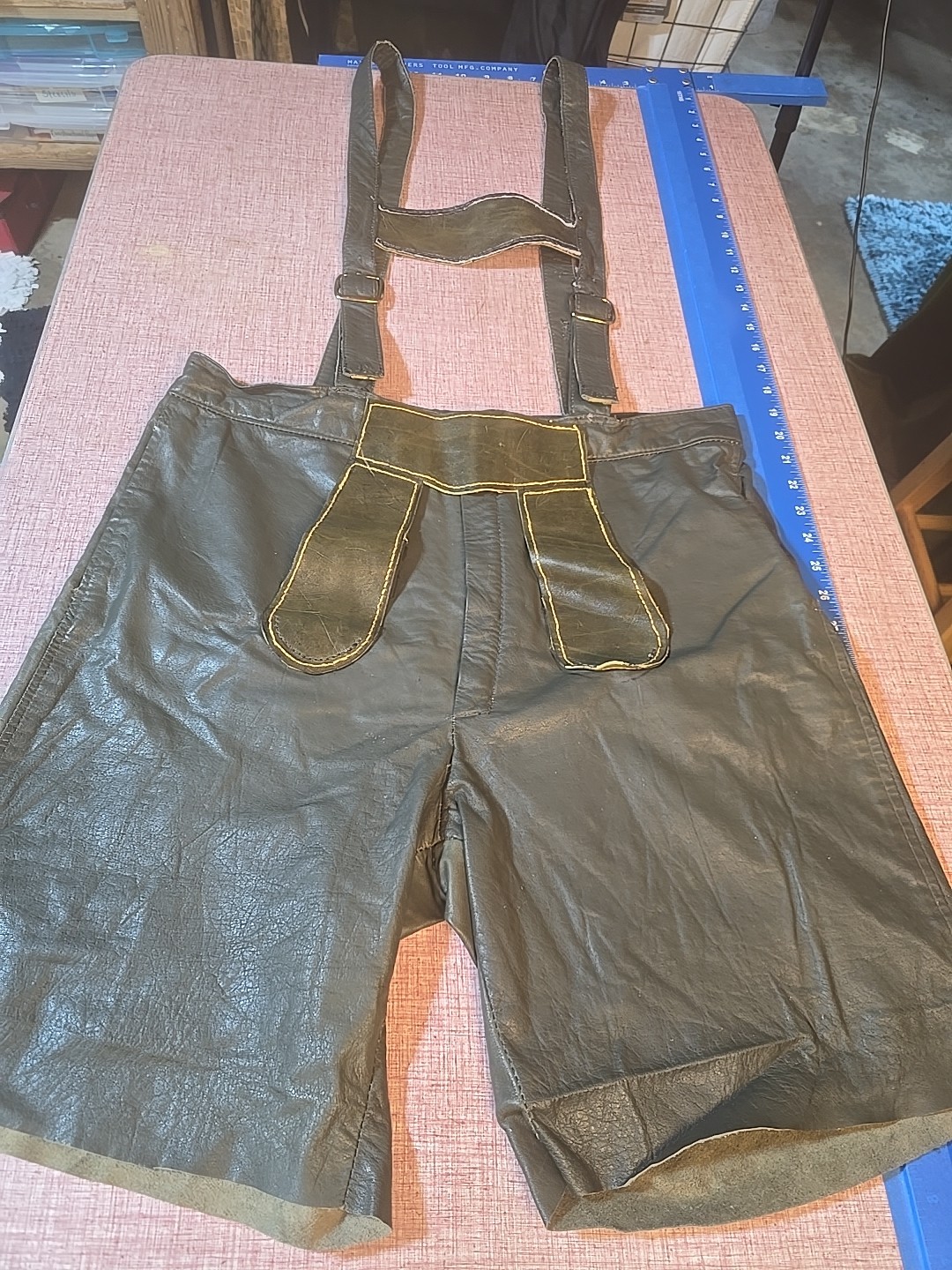 Vintage German Lederhosen Suede Leather Bavarian Shorts Octoberfest Suspenders
