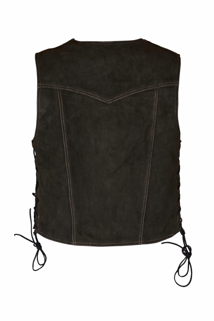 Men Genuine Suede Leather Choco Brown Vest