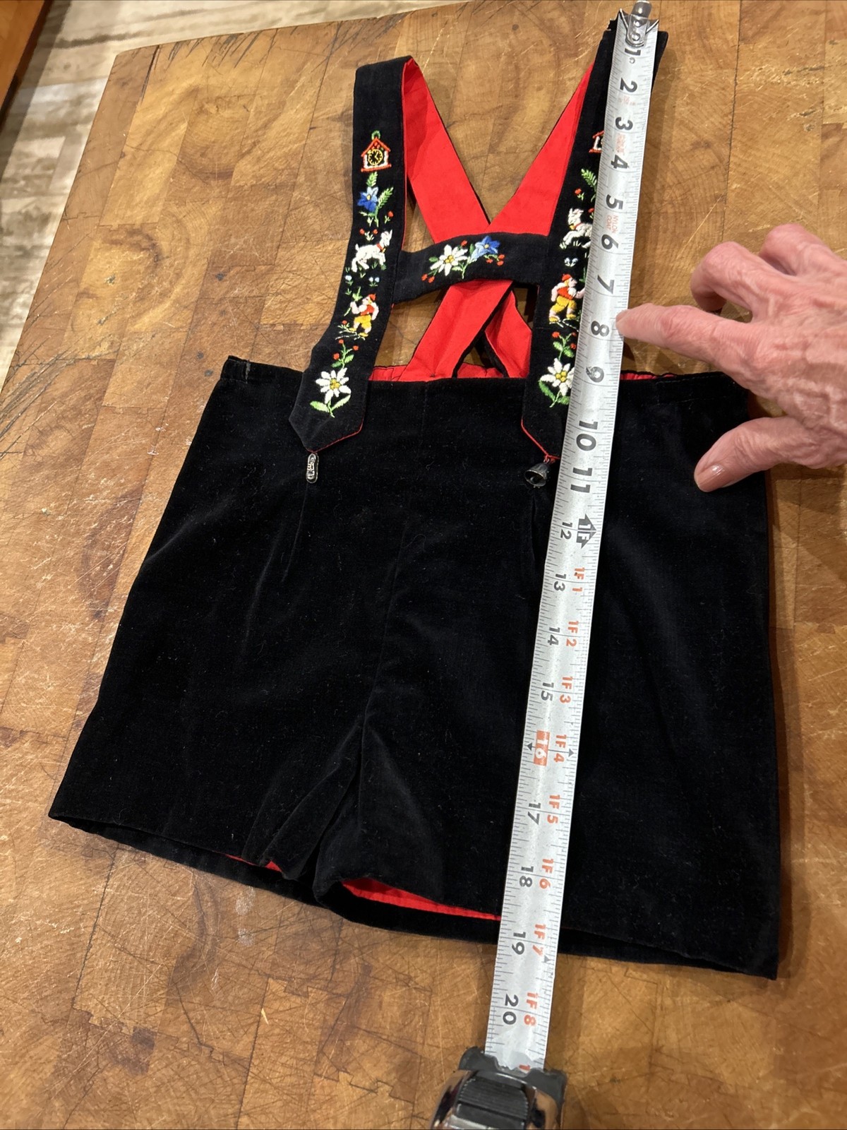 Vintage Child Size 3 Lederhosen, Black Velvet, Made In Switzerland