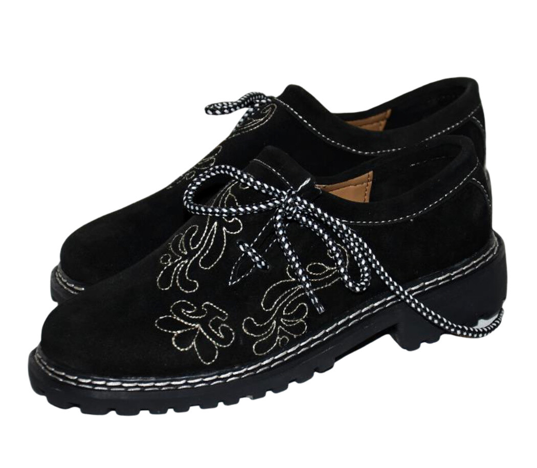 Black LEATHER Shoes German 9 10 11 12 13 Lederhosen Bundhosen Oktoberfest Men