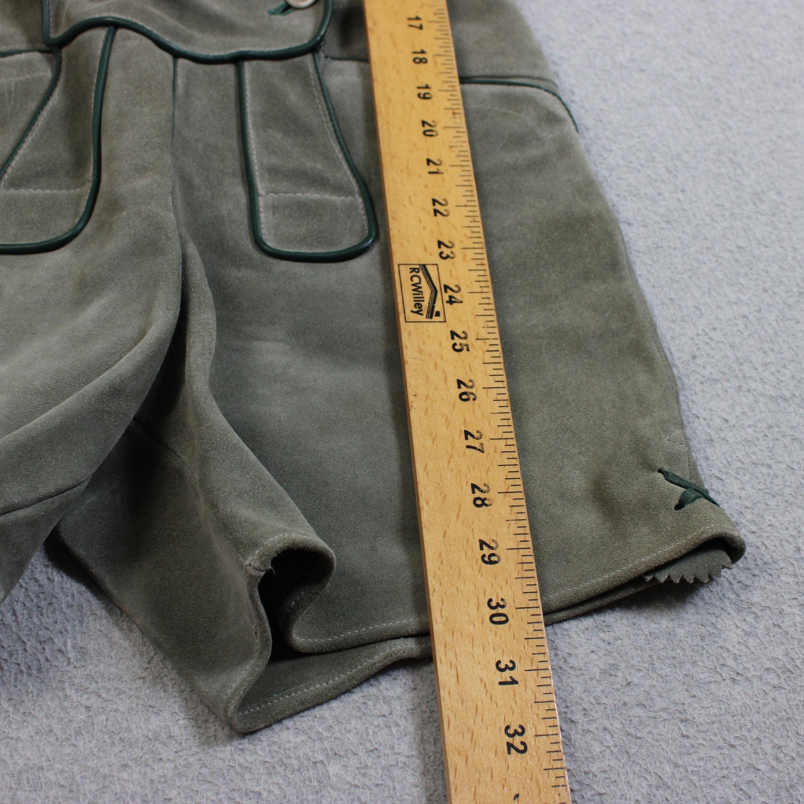 Vintage Jahn-Markl Lederhosen Gray Leather Suede Suspenders Austria Floral READ