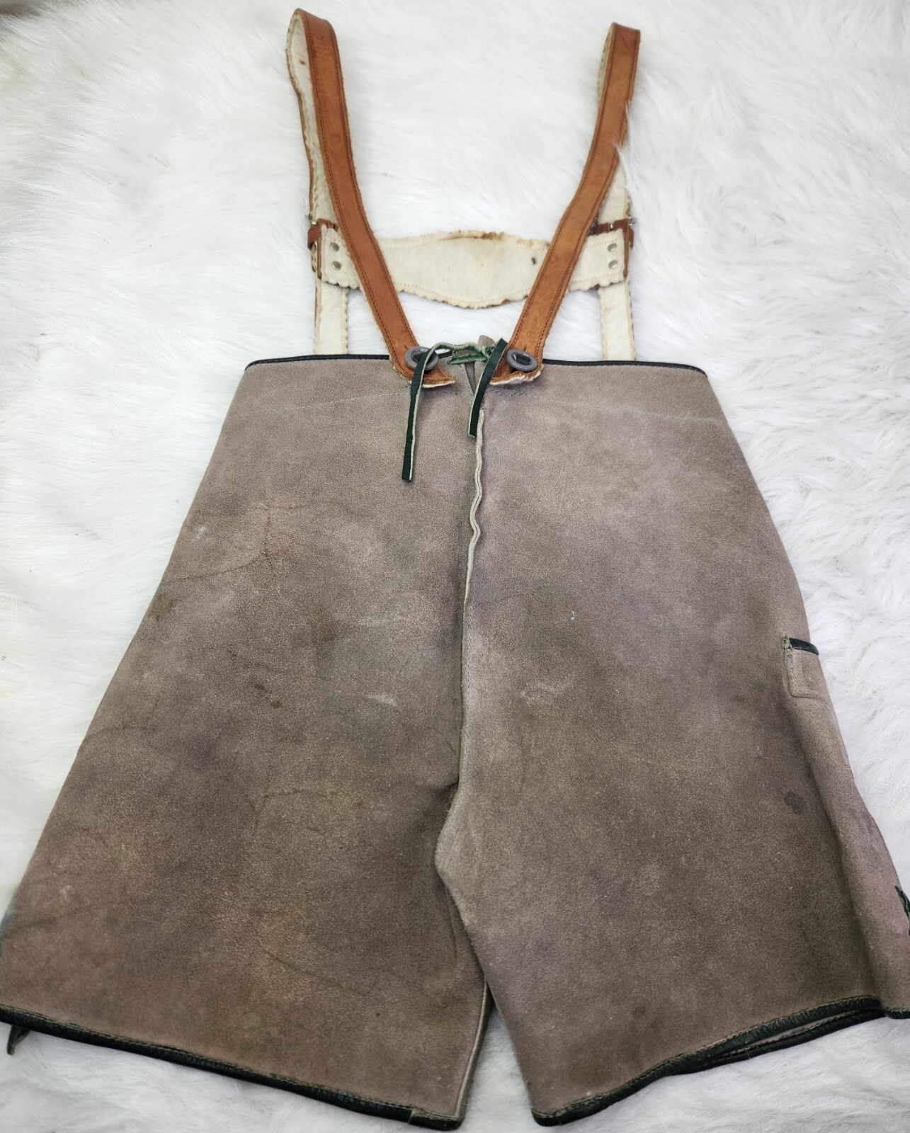 VTG German Lederhosen Child Shorts Suspender authentic Suede Leather Oktoberfest