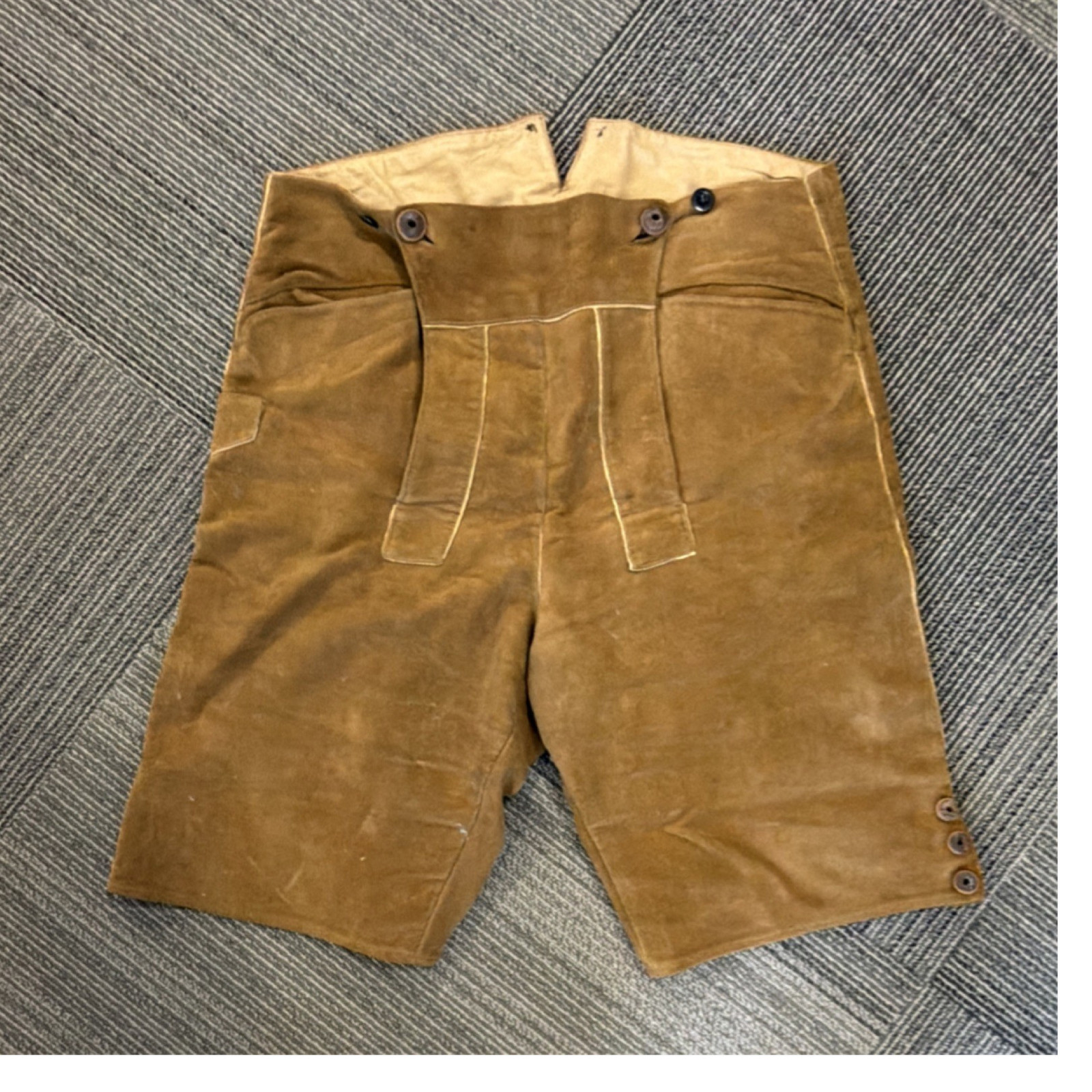 Knagge & Peitz München Brown Leather Lederhosen Shorts w/ Button Front