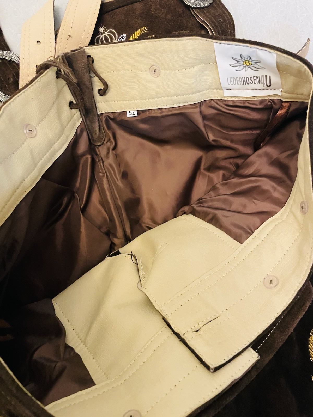 Oktoberfest Lederhosen – Authentic Bavarian Lederhosen-Suede Leather US 36 EU 52