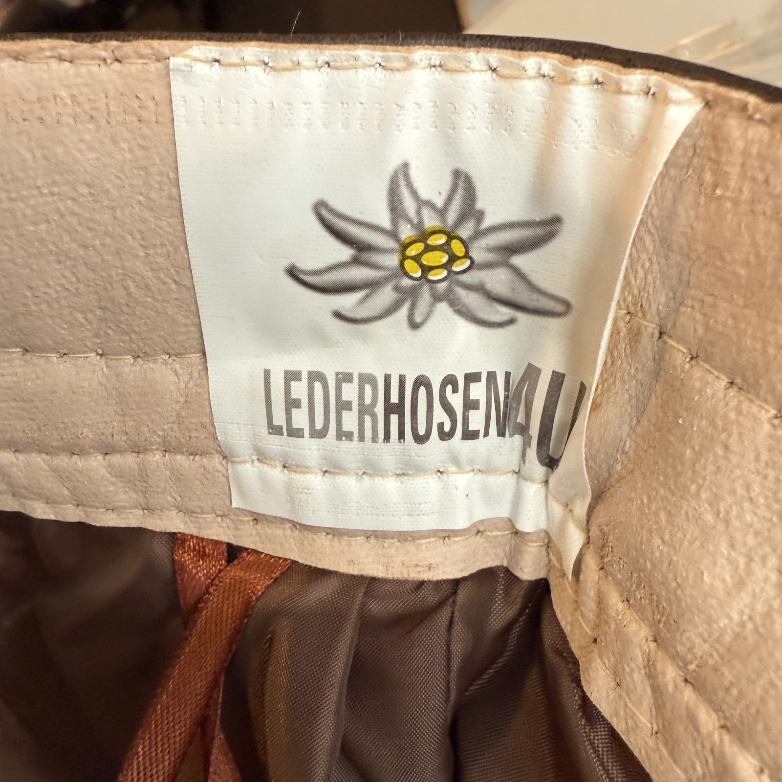 Lederhosen4U Men’s Size 38″ 54cm Leather Lederhosen Shorts Brown Oktoberfest