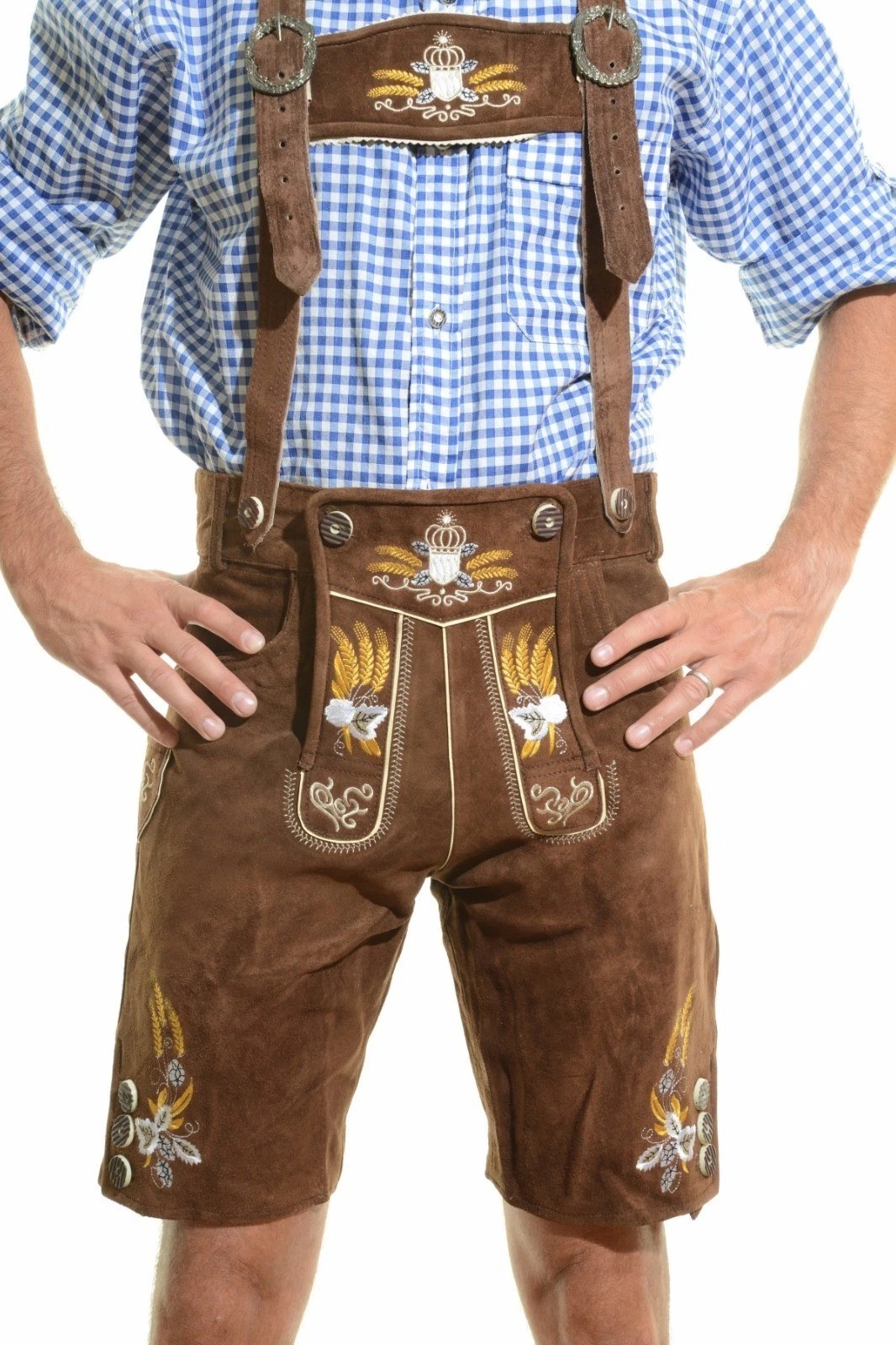 Best Bavarian Oktoberfest Lederhosen Shorts Antique Brown Tracht # OKTOBERFEST