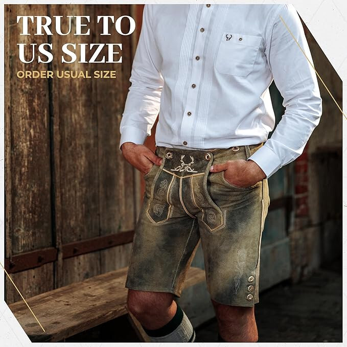 BAVARIA TRACHTEN Lederhosen Men – Genuine Leather Auth German Lederhosen US 30