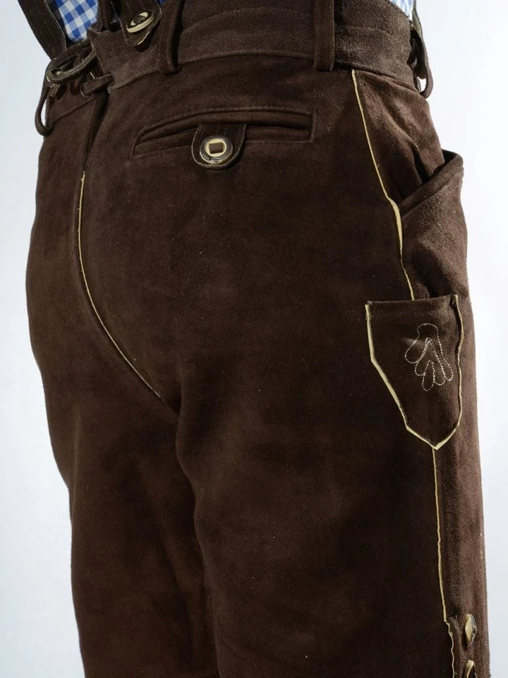Authentic Bavarian Lederhosen | Handmade Suede Leather Trachten Shorts With Belt