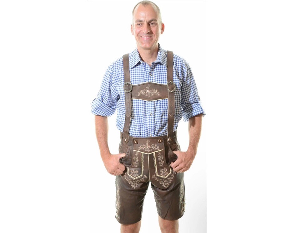 Men’s Oktoberfest Lederhosen Berlin Dark Brown -36