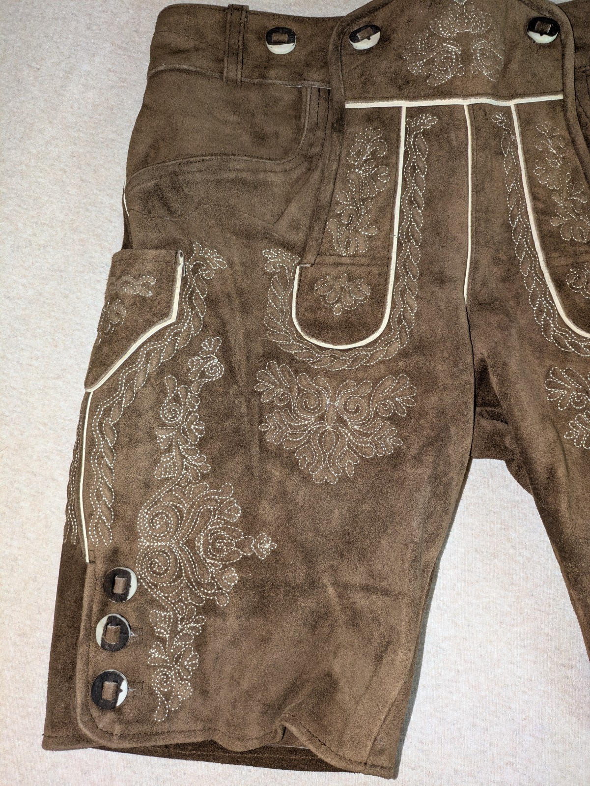 Men’s Bavarian Leather Lederhosen – Med/Dark Brown – US size 30 – NEW