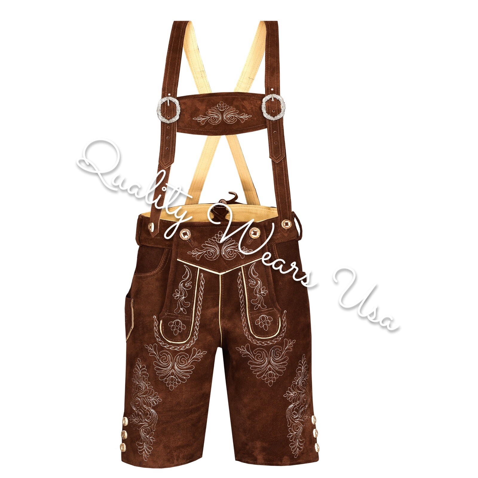 Authentic Men Lederhosen Oktoberfest Bavarian Lederhosen -Leather Trousers Plain
