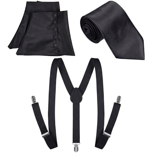1920s Mens Christmas Costume Accessories Set Including Gangster Spats Black