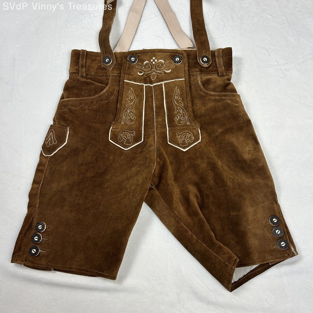 Vintage Edelnice Genuine Leather Embroidered Lederhosen Trachtenmode Sz 46